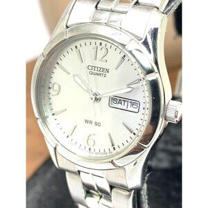 Citizen Women's Watch EQ0540-57A Quartz Silver Dial Day Date Petite 25mm Steel